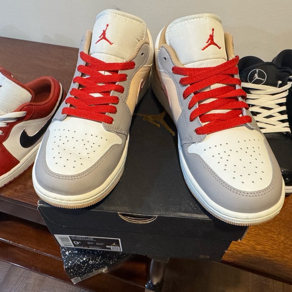 Jordan Custom Men's White and Red Sneakers